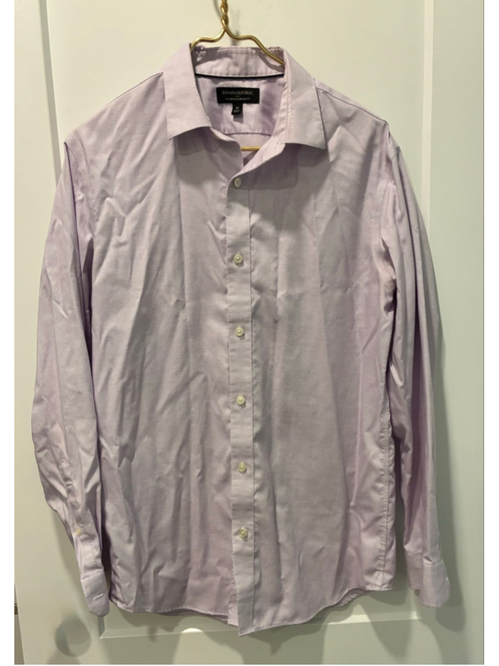 Banana Republic Dress Shirt men Size M Purple White Check preppy